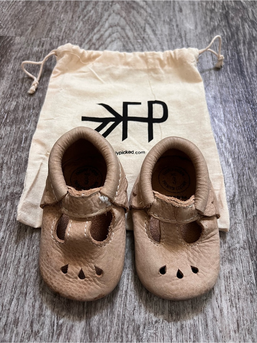 Freshly Picked Tan Leather Kids Mary Jane Shoes